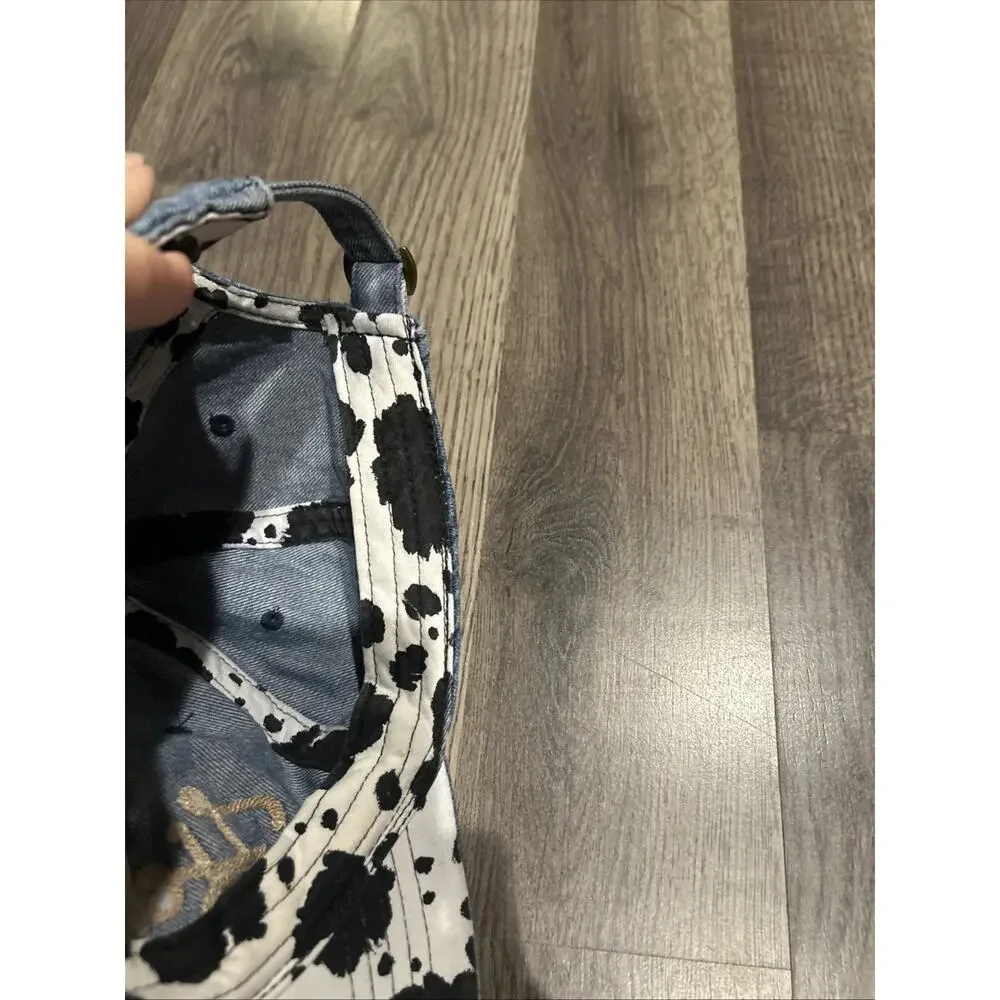 Howdy Denim And Cow Print Hat
